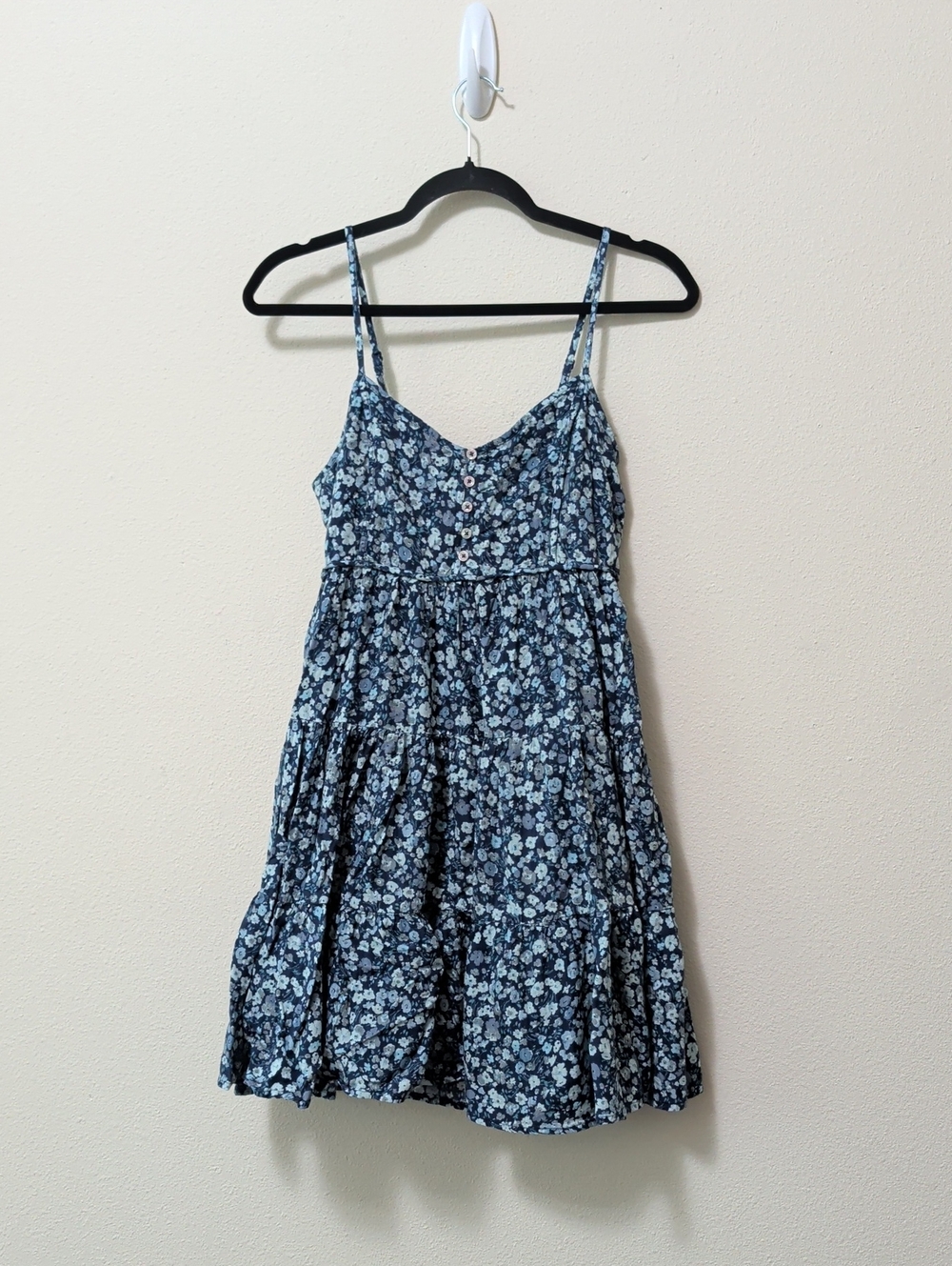 Lucky Brand Blue Floral Tiered Spaghetti-Strap Dress